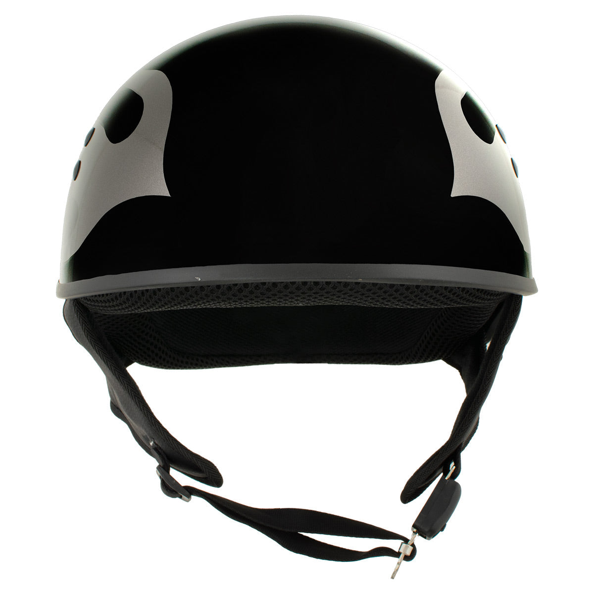 girl skull motorcycle helmet Hot Leathers HLD1036 Silver Flames Gloss Black Motorcycle DOT Approved Skull Cap Half Helmet