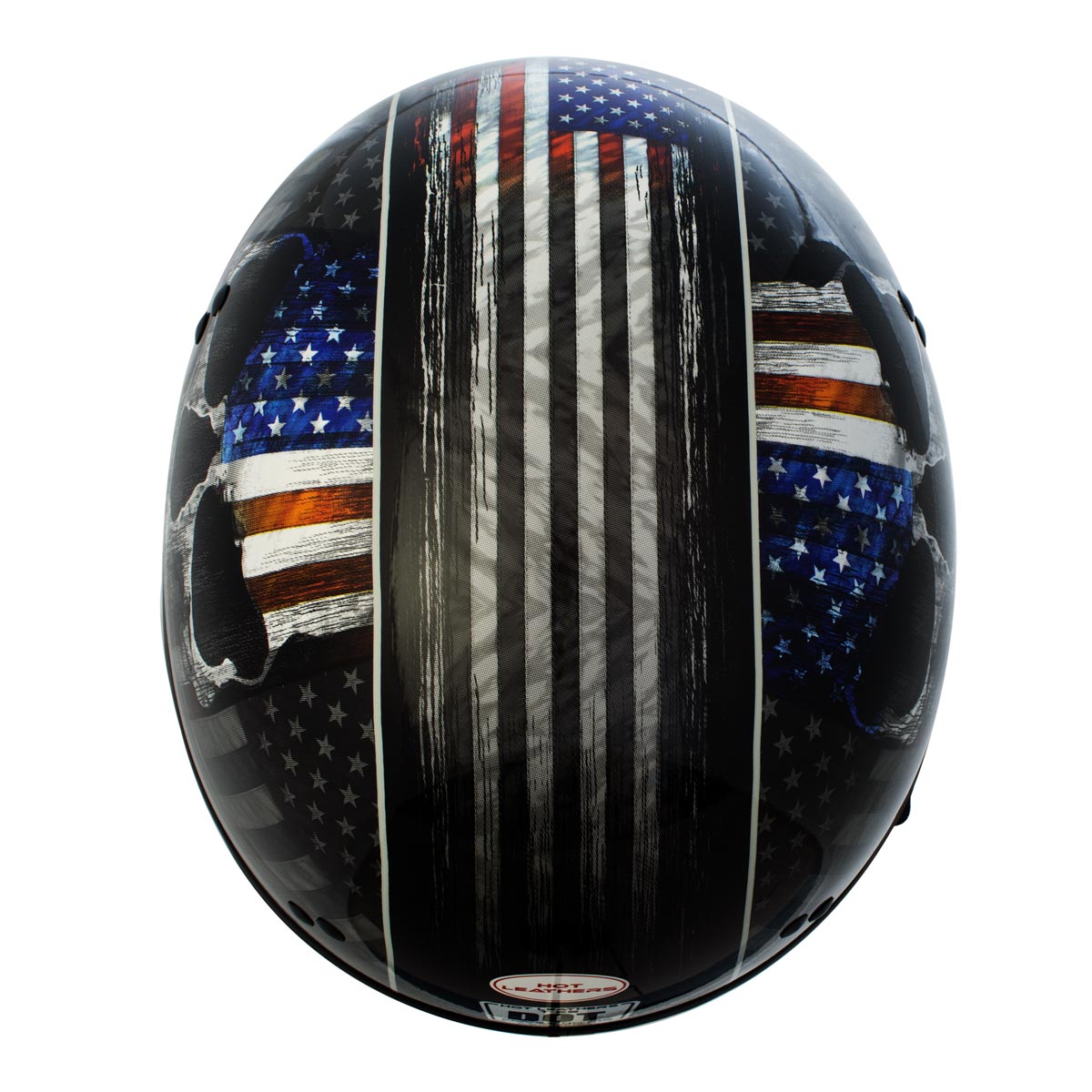 Hot Leathers HLD1042 Gloss Black 'Warrior Bullet' Advanced DOT Approved Skull Half Helmet for Men and Women Biker