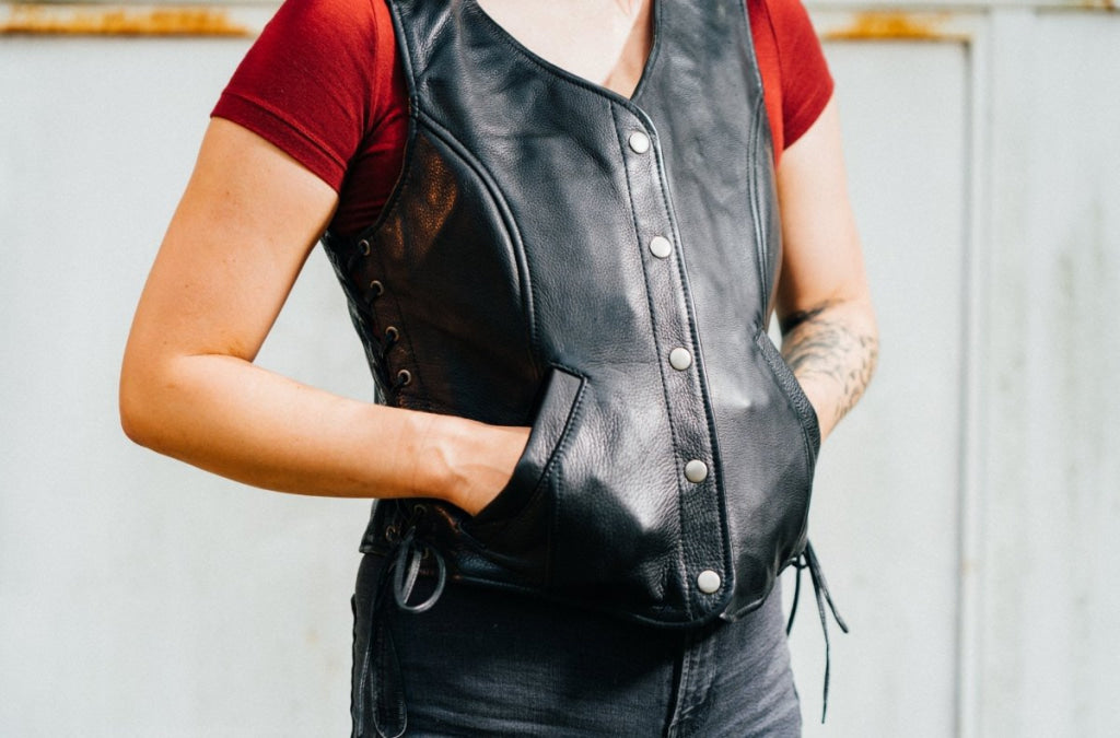 Honey Badger Women's Motorcycle Leather Vest Women's Leather Vest First Manufacturing Company   