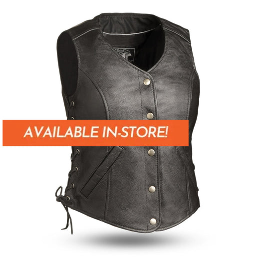 Honey Badger Women's Motorcycle Leather Vest Women's Leather Vest First Manufacturing Company XS Standard 