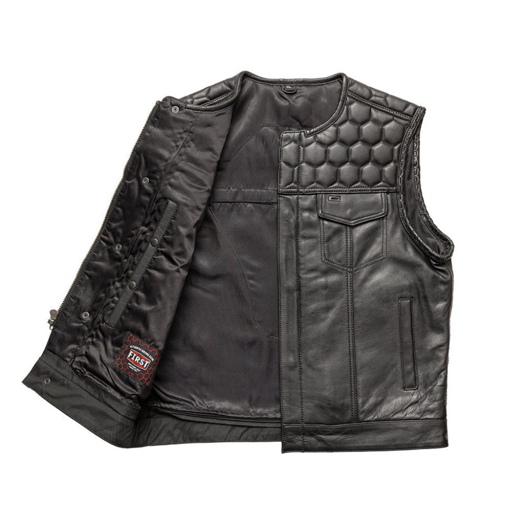 Hornet Men's Club Style Leather Vest - Black Men's Leather Vest First Manufacturing Company   