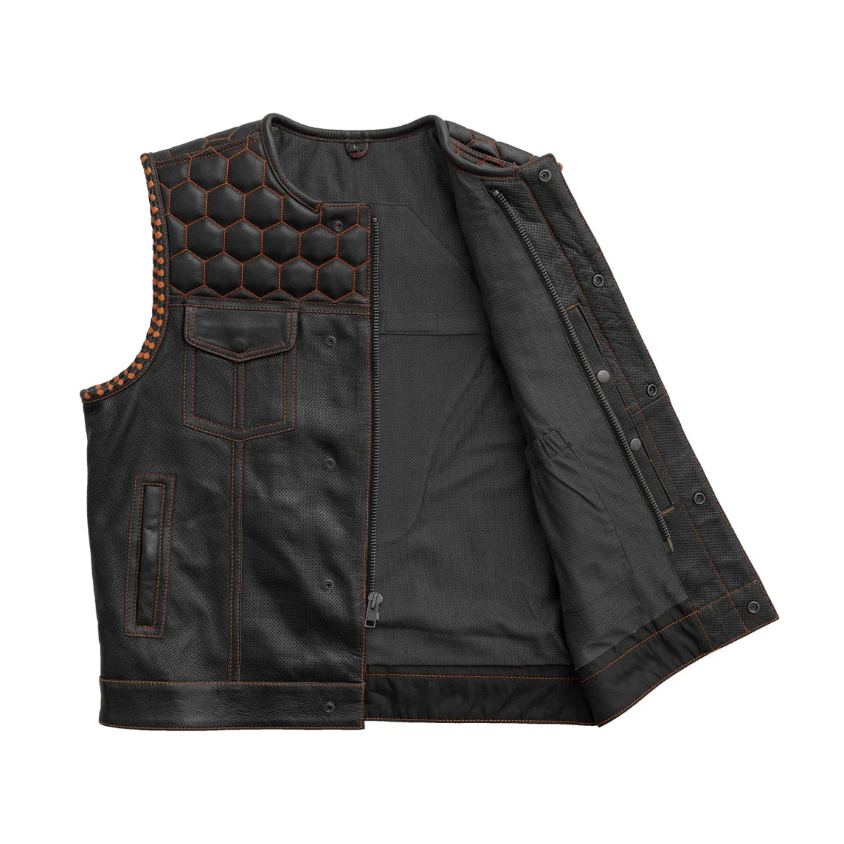 Hornet Perforated Men's Club Style Leather Vest Men's Leather Vest First Manufacturing Company   