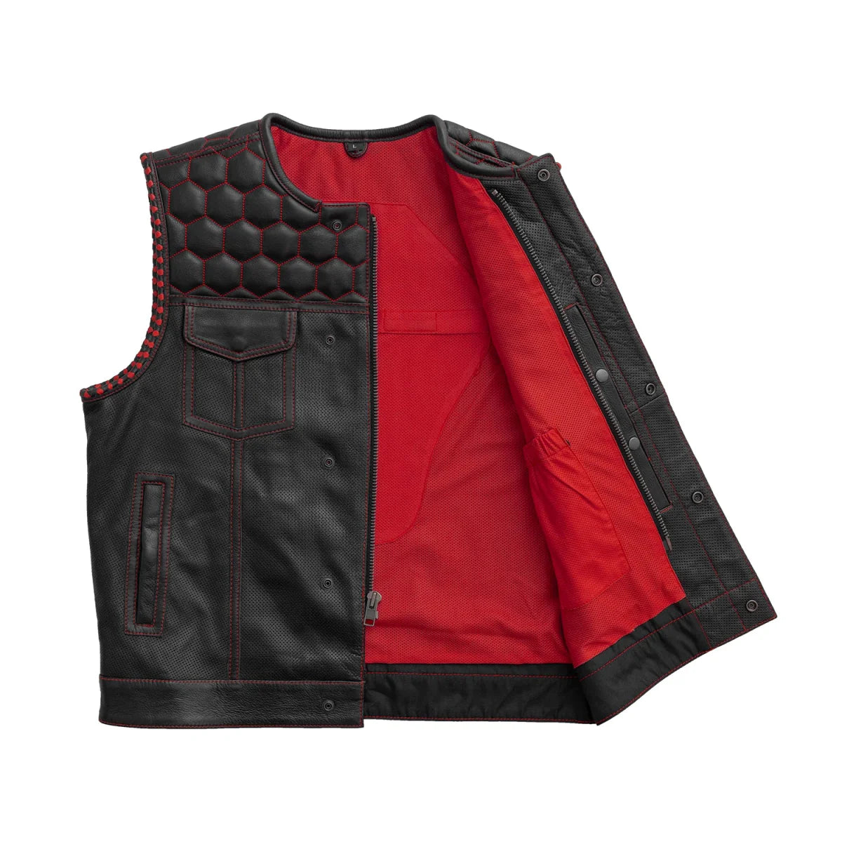 Hornet Perforated Men's Club Style Leather Vest Men's Leather Vest First Manufacturing Company   