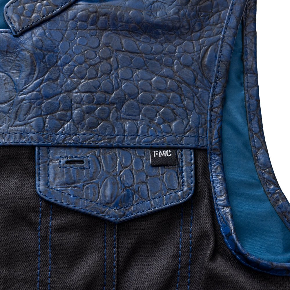 Horntail  - Men's Leather/Denim Motorcycle Vest Factory Customs First Manufacturing Company   