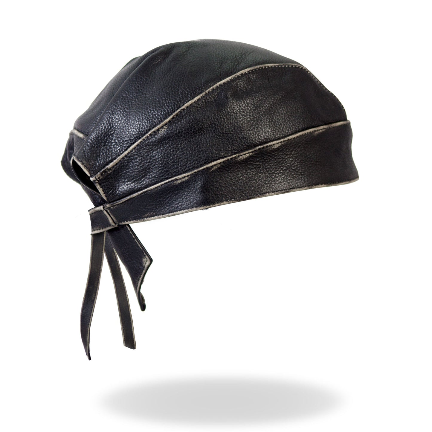 Hot Leathers Black With Gray Rub-Off Seam Medium Weight Leather Headwrap HWL1009