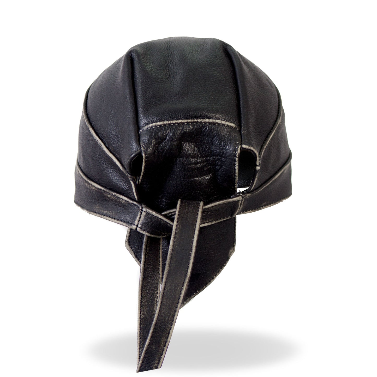 Hot Leathers Black With Gray Rub-Off Seam Medium Weight Leather Headwrap HWL1009