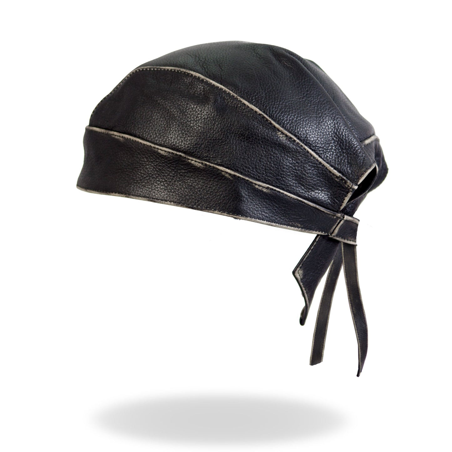 Hot Leathers Black With Gray Rub-Off Seam Medium Weight Leather Headwrap HWL1009