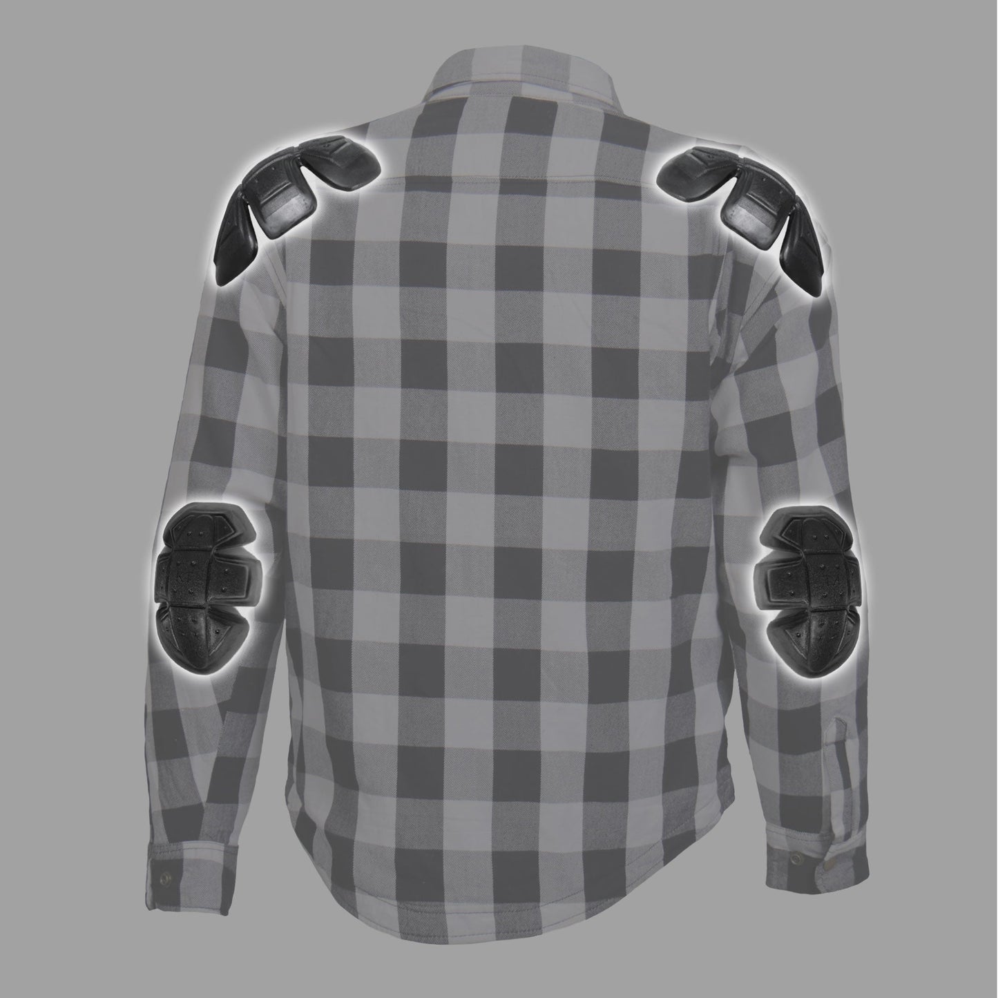 Hot Leathers JKM3005 Men's Motorcycle White and Black Armored Flannel Biker Jacket