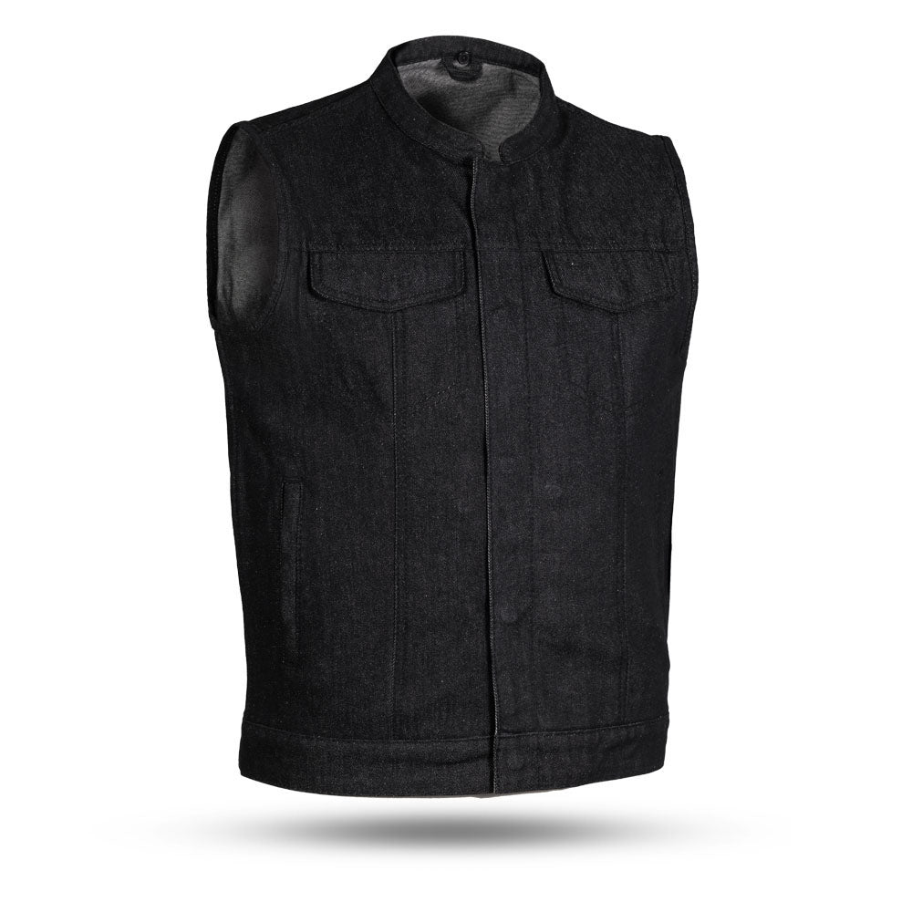 Kershaw Men's Motorcycle Denim Vest Men's Denim Vest First Manufacturing Company S Black 