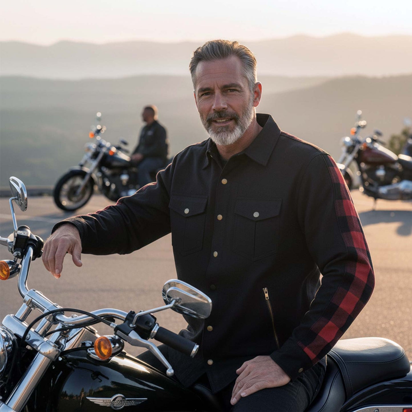 Milwaukee Leather Men’s Two-Tone CE Armored Flannel - Solid Front / Plaid Back - Reinforced w/ Aramid Fibers - MPM1671