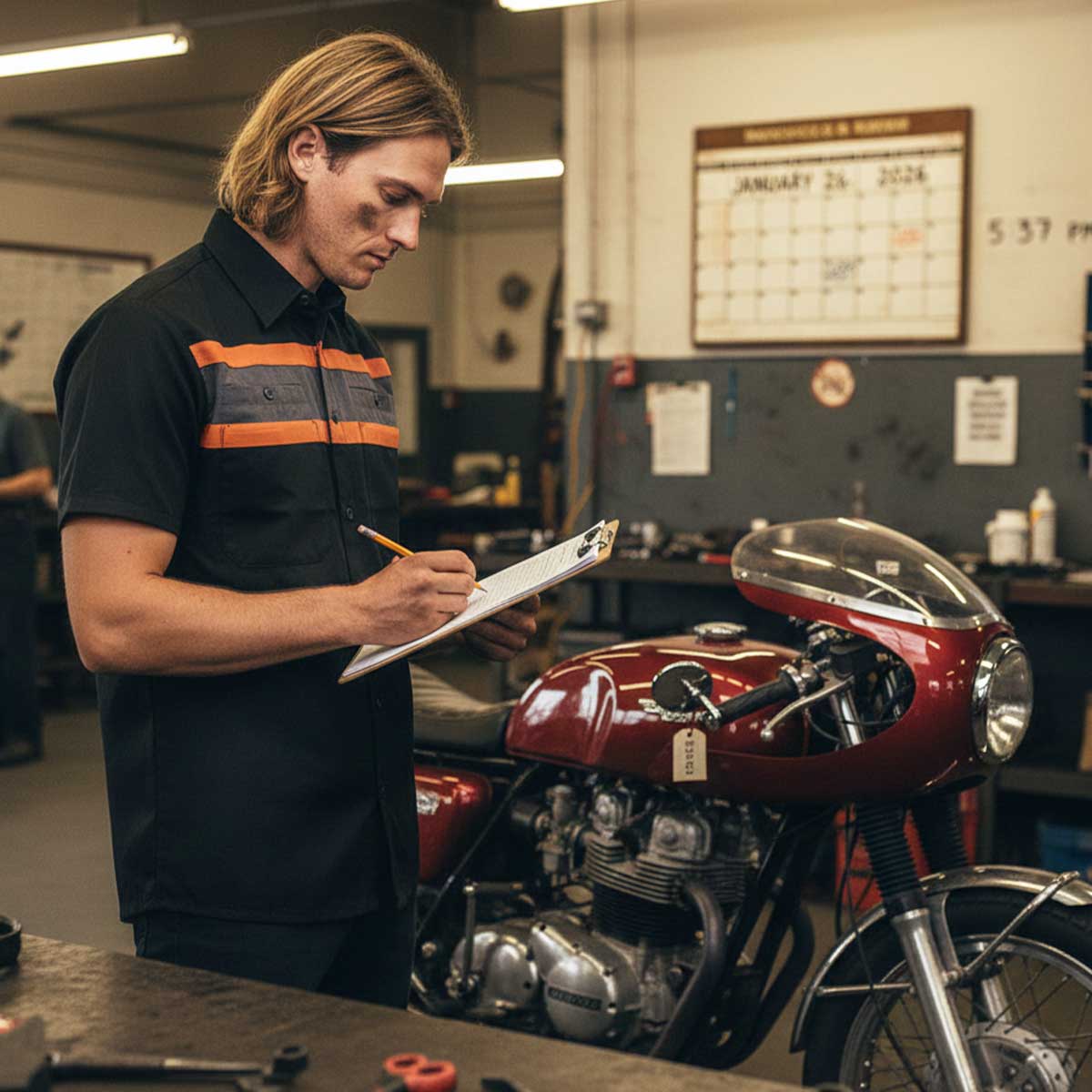 MMCC Men's Petrol Classic Mechanic Button Up Shirt - Dual Chest Pockets - Microfiber Panel - Rider Ready - MMC16006