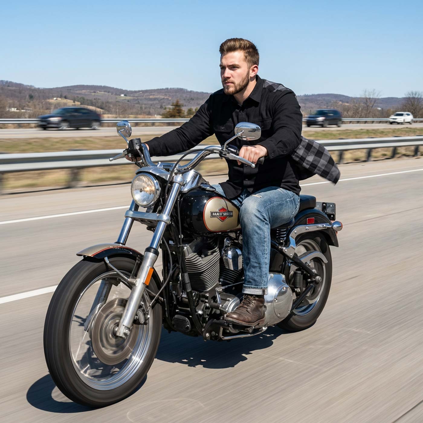 Milwaukee Leather Men’s Two-Tone CE Armored Flannel - Solid Front / Plaid Back - Reinforced w/ Aramid Fibers - MPM1670