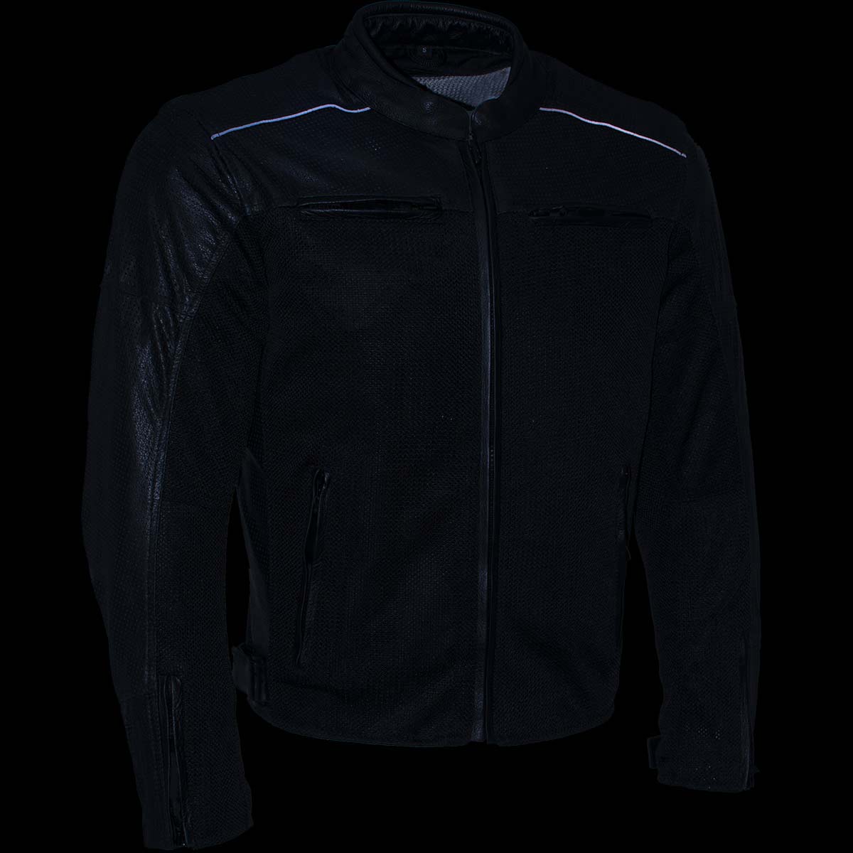 Milwaukee Leather Men's Chaos Black Leather Motorcycle Jacket w/ CE Armor, Reflective Panels, Vents - LKM17022