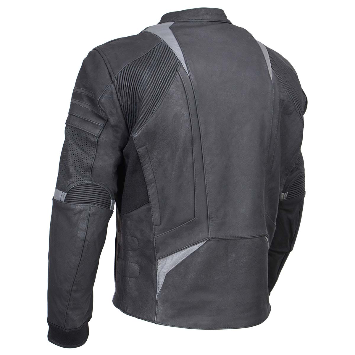 Milwaukee Leather Men's Stryde Black and Grey Matte Finish Racer Leather Motorcycle Jacket - LKM17024