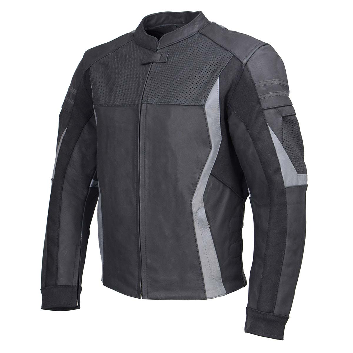 Milwaukee Leather Men's Stryde Black and Grey Matte Finish Racer Leather Motorcycle Jacket - LKM17024