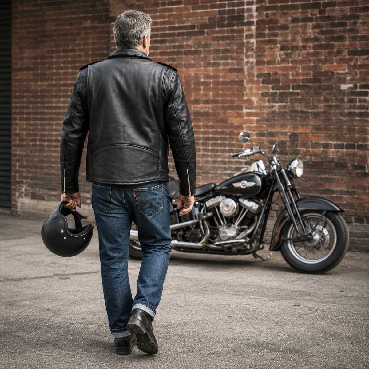 Milwaukee Leather LKM1702 Men's Vintage Flat Black Motorcycle Biker Leather Jacket w/ CE Armor Protection