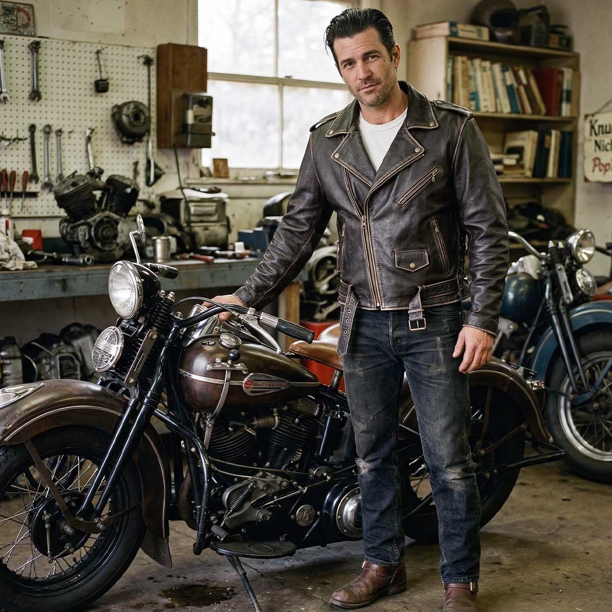 Milwaukee Leather Men's Live to Ride Classic Retro Brown Premium Leather CE Armored Motorcycle Jacket - Side Lace - LKM1707