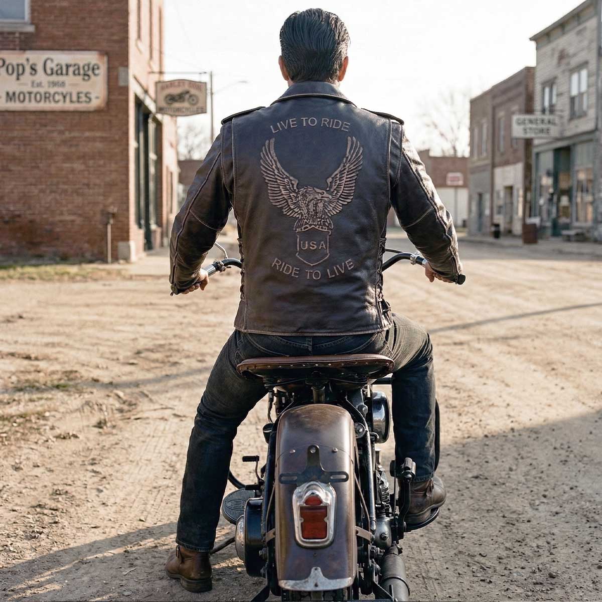 Milwaukee Leather Men's Live to Ride Classic Retro Brown Premium Leather CE Armored Motorcycle Jacket - Side Lace - LKM1707