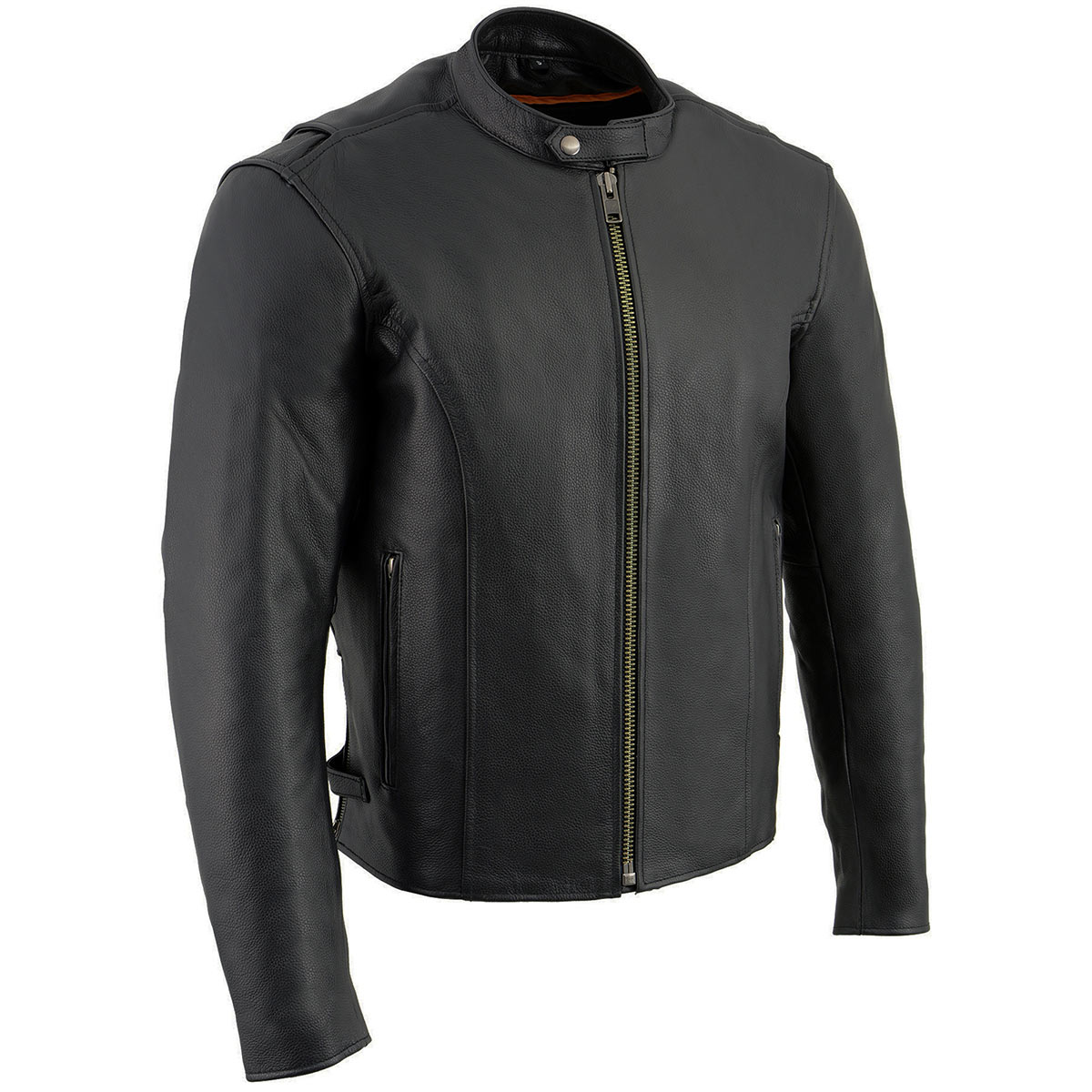 Milwaukee Leather LKM1710 Men's Black Classic Scooter Style Leather Motorcycle Jacket w/ Removable Thermal Liner