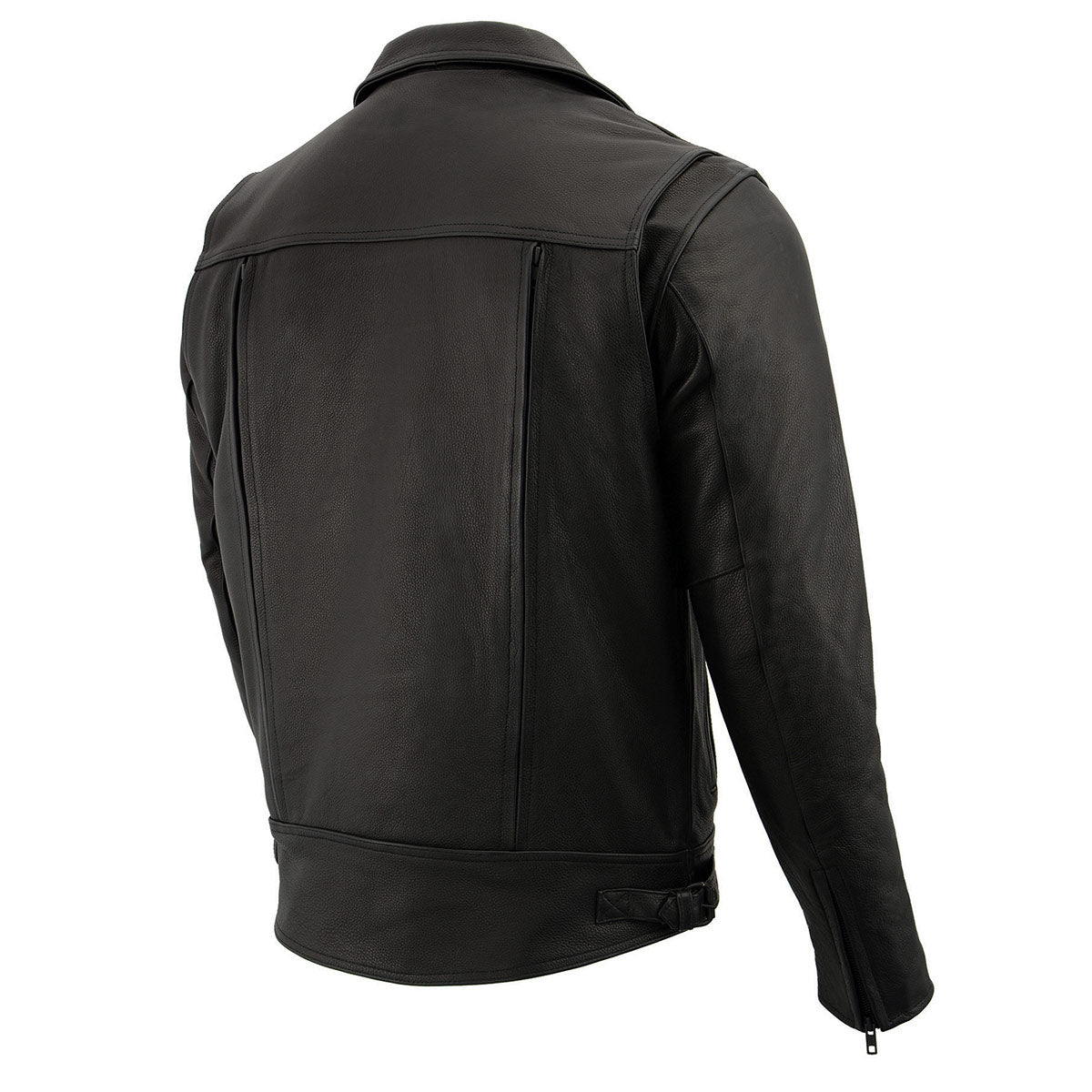 Milwaukee Leather LKM1720 Men's Black Premium Leather Motorcycle Vented Leather Jacket w/ Multi-Utility Pockets