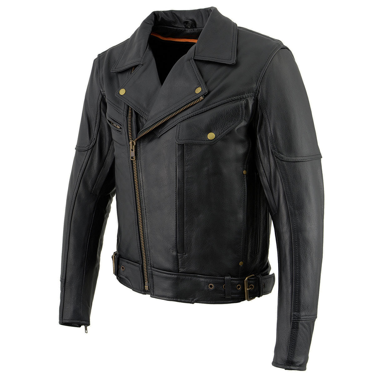 Milwaukee Leather LKM1770 Men's Black Premium Thick Leather Motorcycle Jacket Brando Style Biker Jacket