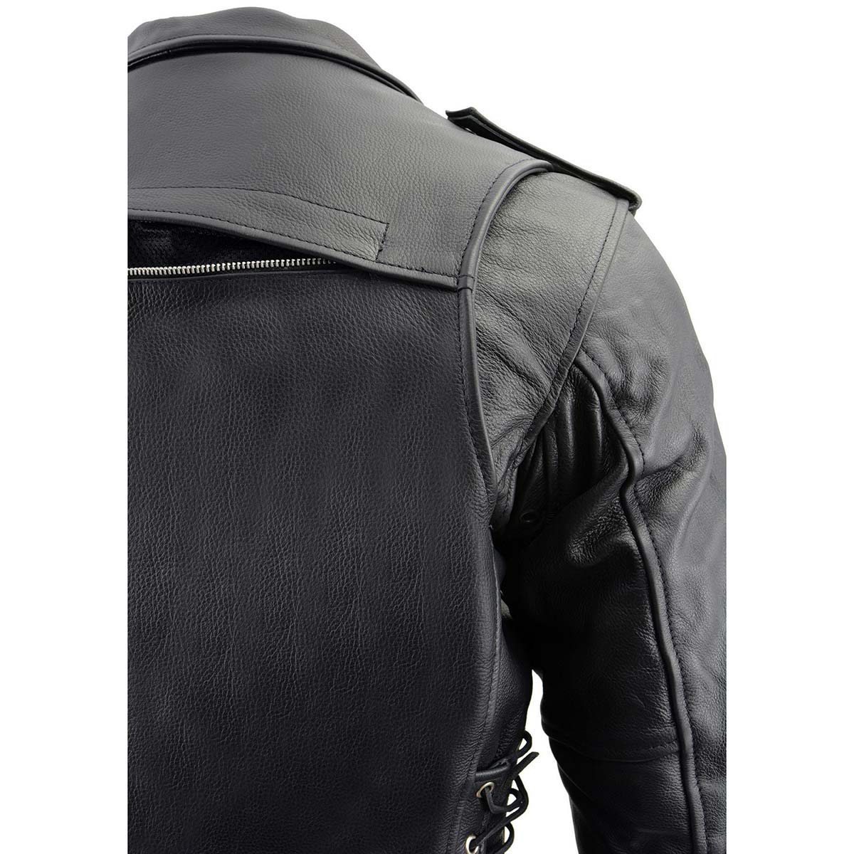 Milwaukee Leather LKM1775 Men's Black Leather Vintage Brando Style Motorcycle Riders Jacket with Side Laces