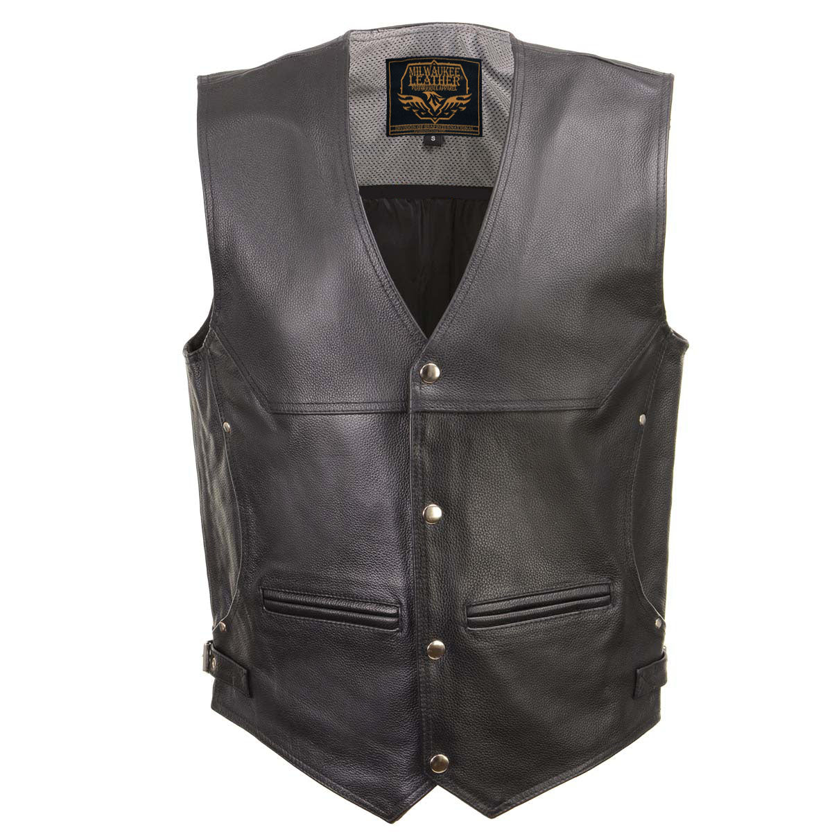 Milwaukee Leather Men's Road King Black Cowhide Leather Motorcycle Vest - LKM3793