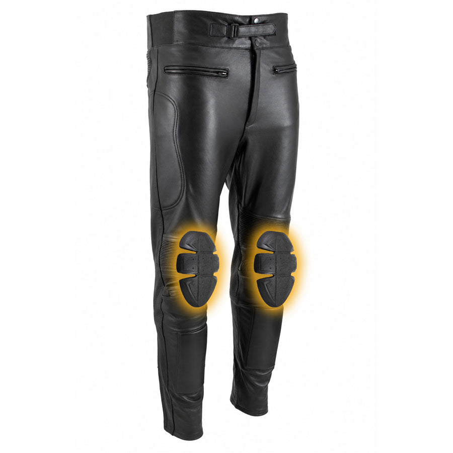 Milwaukee Leather LKM5713 Men's Premium Black Cowhide Leather Racing Pants w/ CE Armor Knee Protection