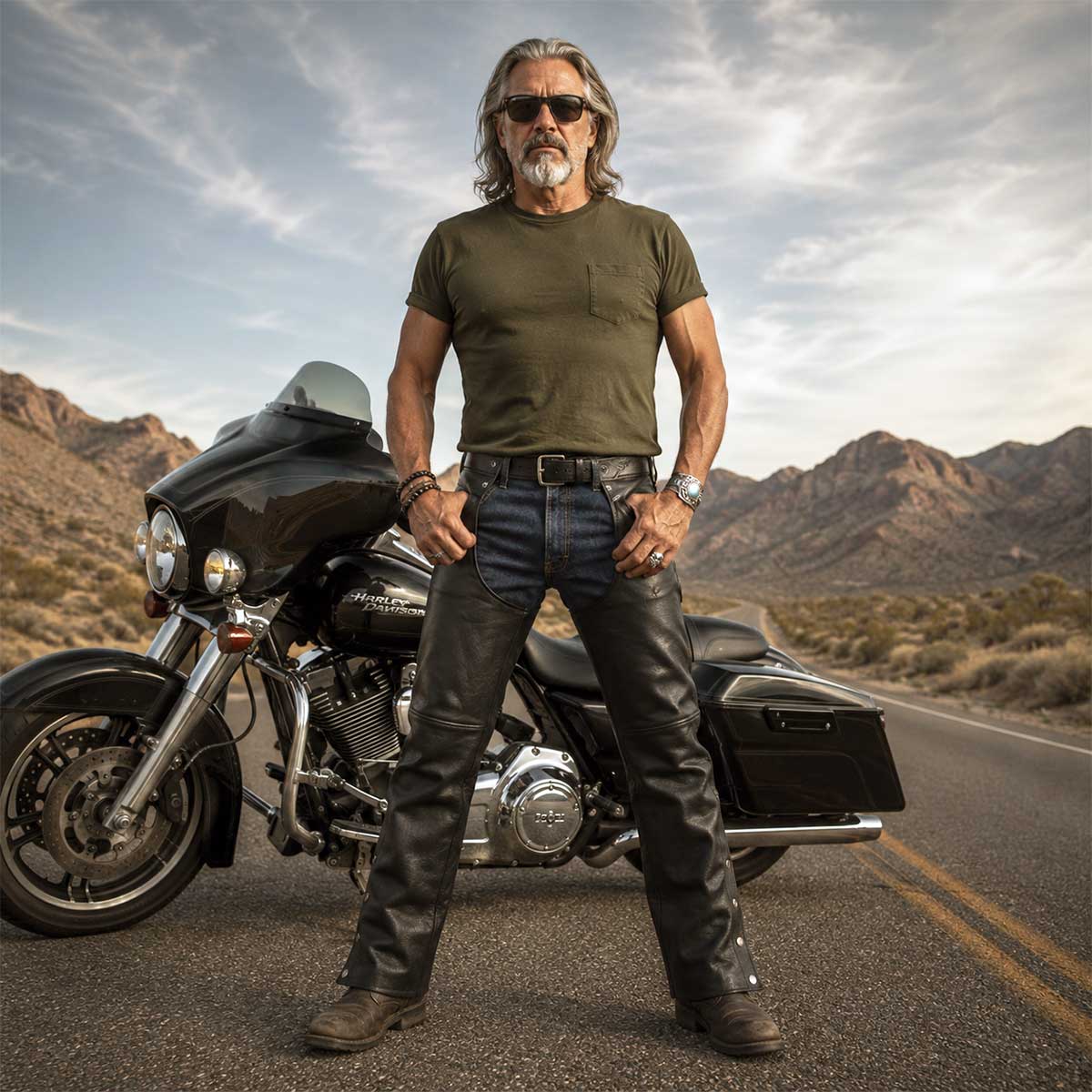 Milwaukee Leather LKM5721 Men's Black Easy Fit Premium Leather Motorcycle Biker Rider Chaps