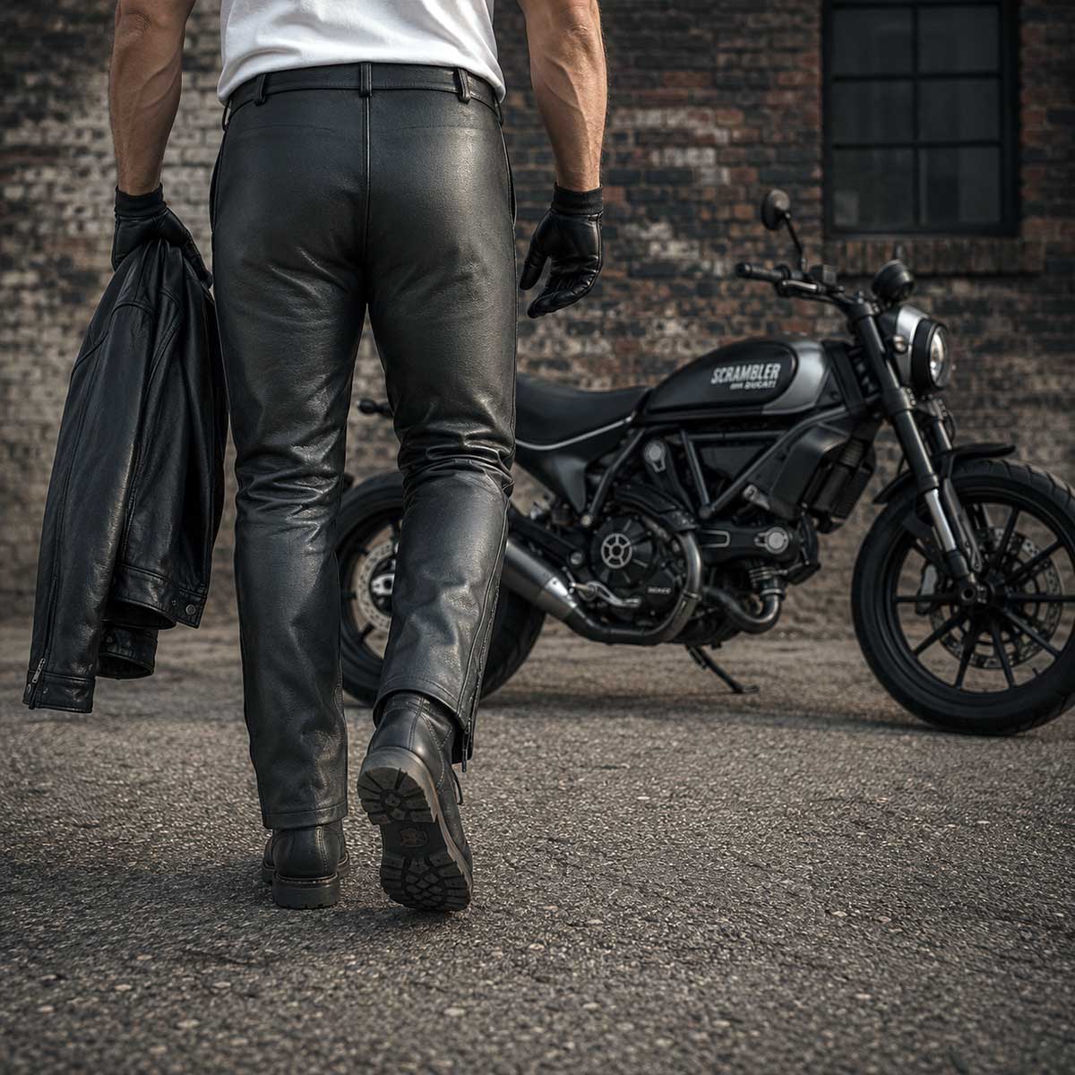 Milwaukee Leather LKM5727 Men's Black Premium Leather Motorcycle Rider Protective Over Pants w/ Side Zipper Entry