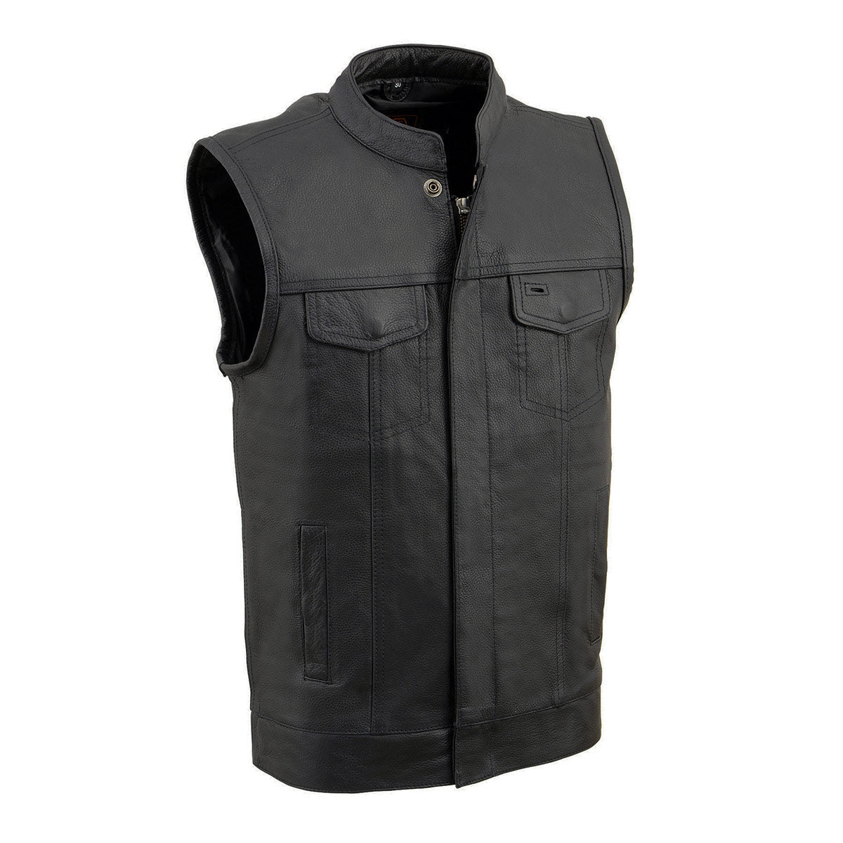 Milwaukee Leather LKY3850 Youth Size Black Leather Open Neck Club Style Motorcycle Riders Vest