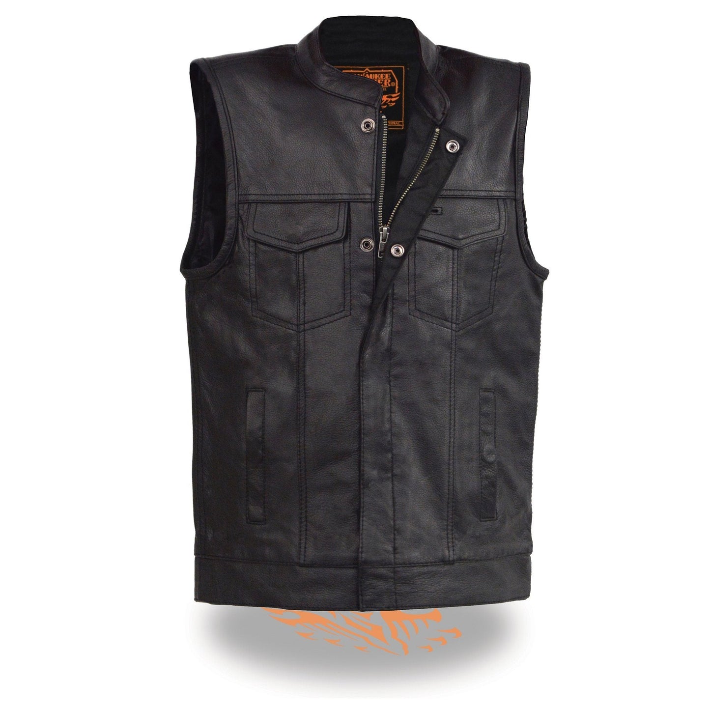 Milwaukee Leather LKY3850 Youth Size Black Leather Open Neck Club Style Motorcycle Riders Vest