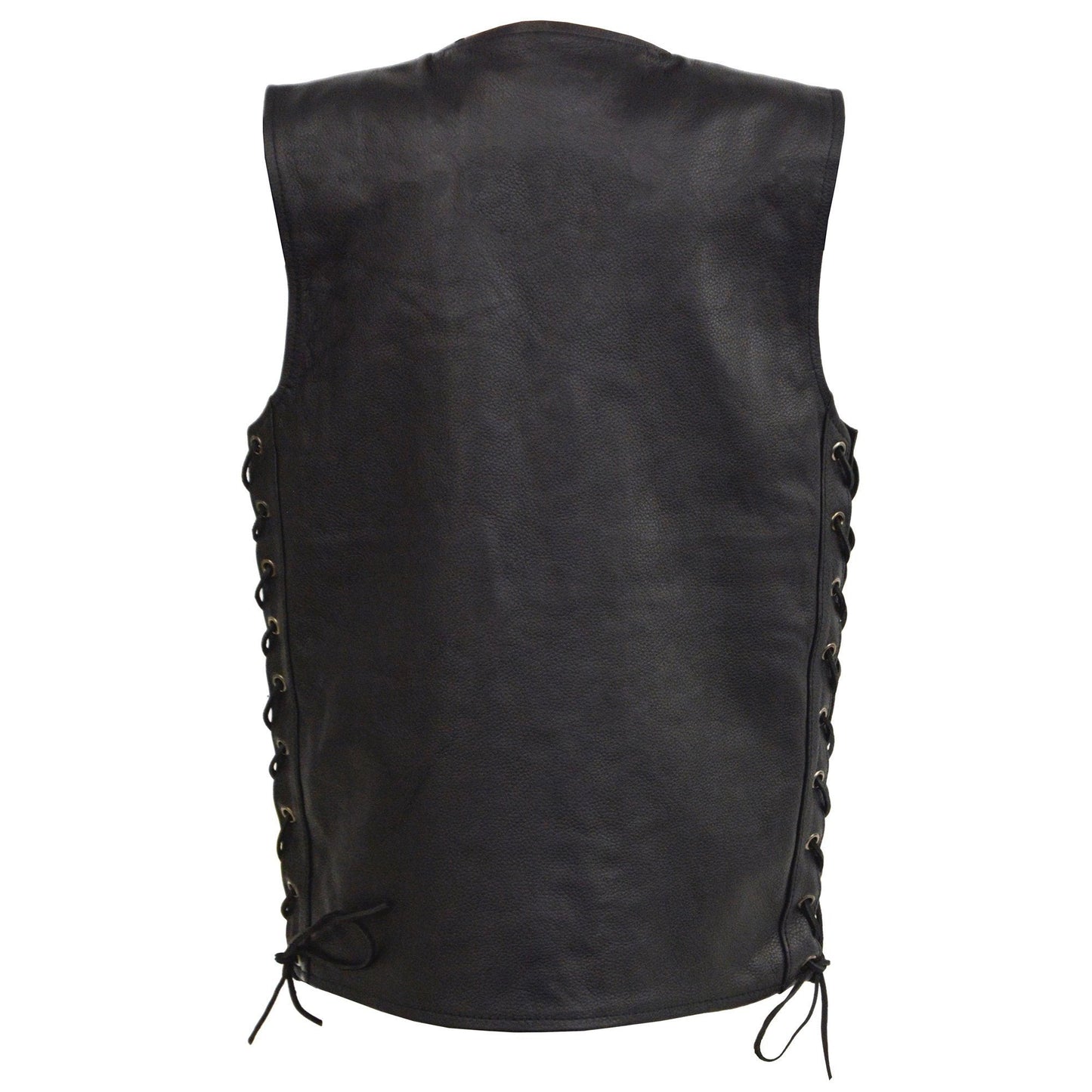 Milwaukee Leather LKY3870 Youth Size Black Leather Biker Style Vest with Snap Front and Side Laces