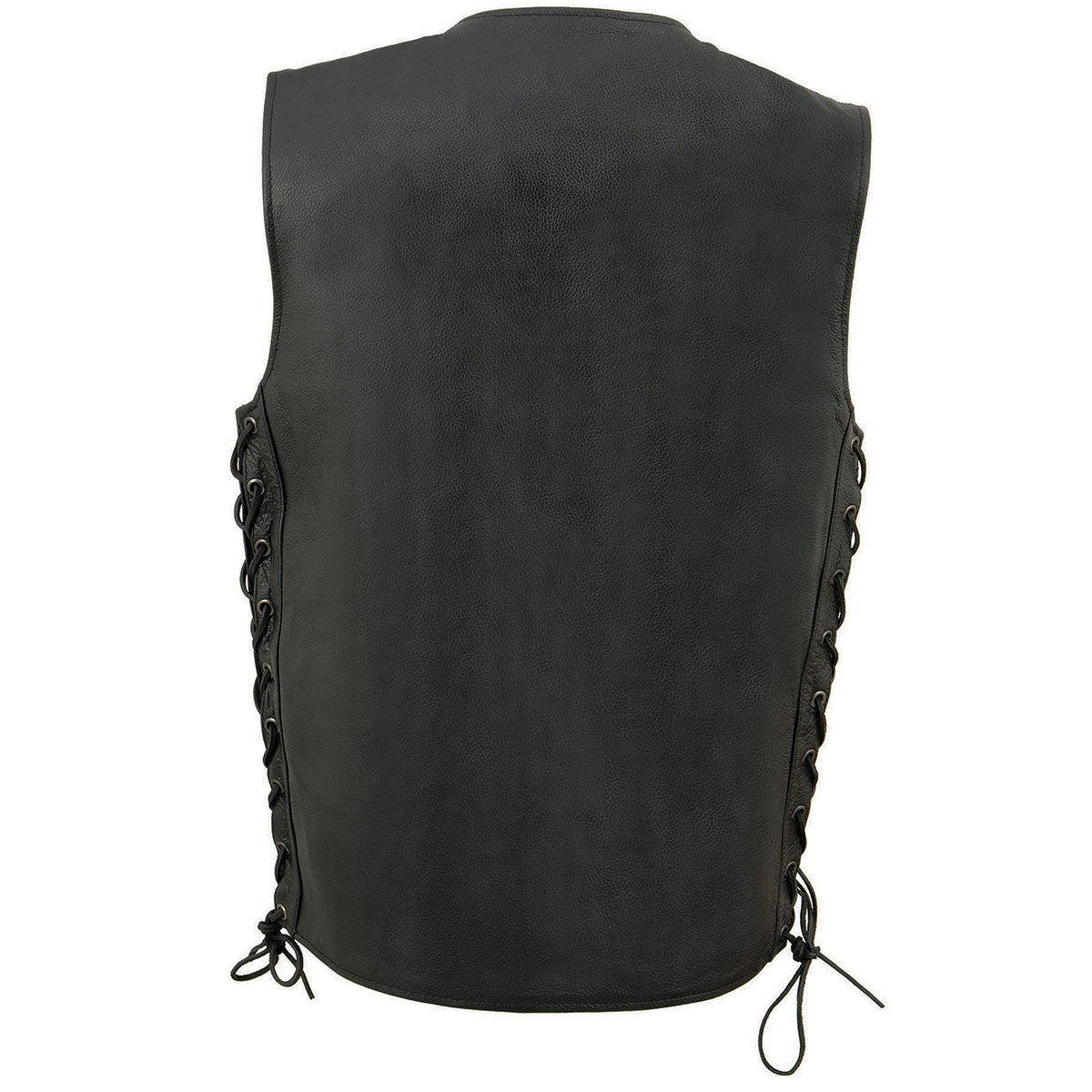 Milwaukee Leather LKY3870 Youth Size Black Leather Biker Style Vest with Snap Front and Side Laces