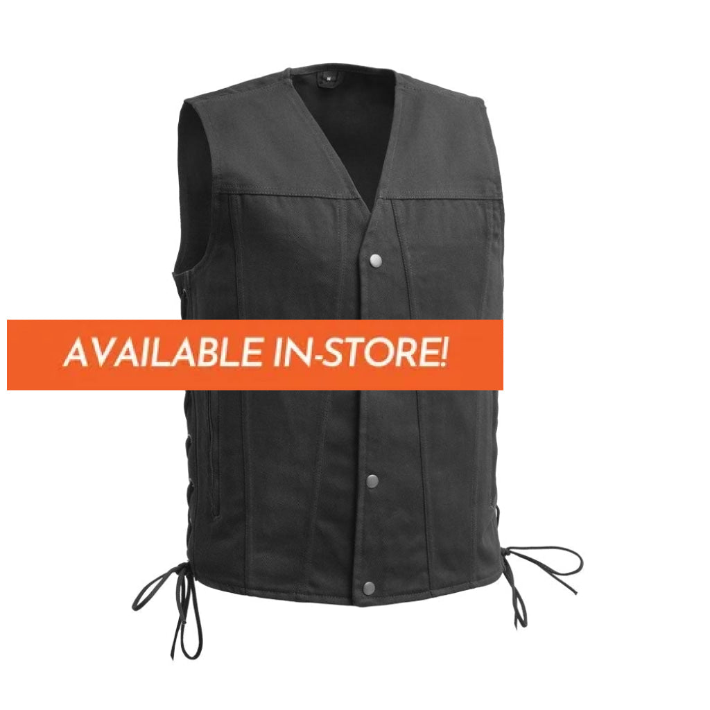 Lone Star Men's Motorcycle Twill Vest Men's Twill Vest First Manufacturing Company S Black 