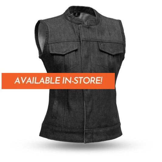 Ludlow Women's Motorcycle Denim Vest Women's Denim Vest First Manufacturing Company XS  