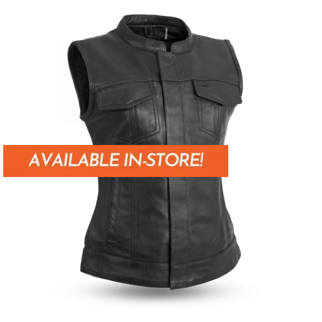 Ludlow Women's Motorcycle Leather Vest Women's Leather Vest First Manufacturing Company XS  