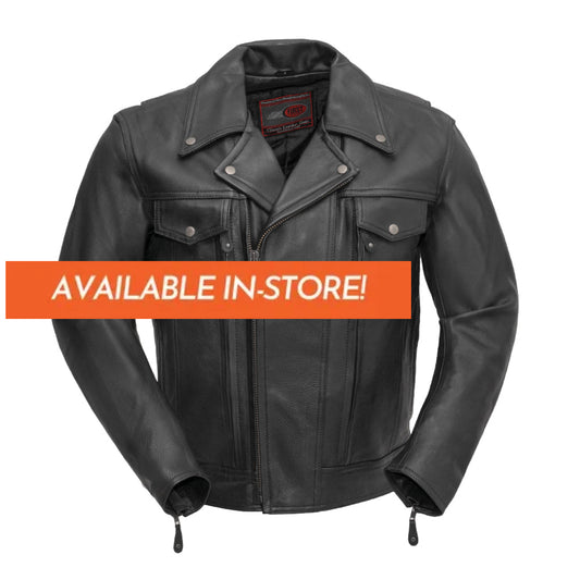 Mastermind Men's Motorcycle Leather Jacket Men's Leather Jacket First Manufacturing Company Standard S Black