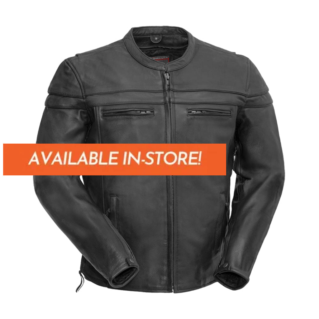 Maverick Men's Motorcycle Leather Jacket Men's Leather Jacket First Manufacturing Company Standard S Black