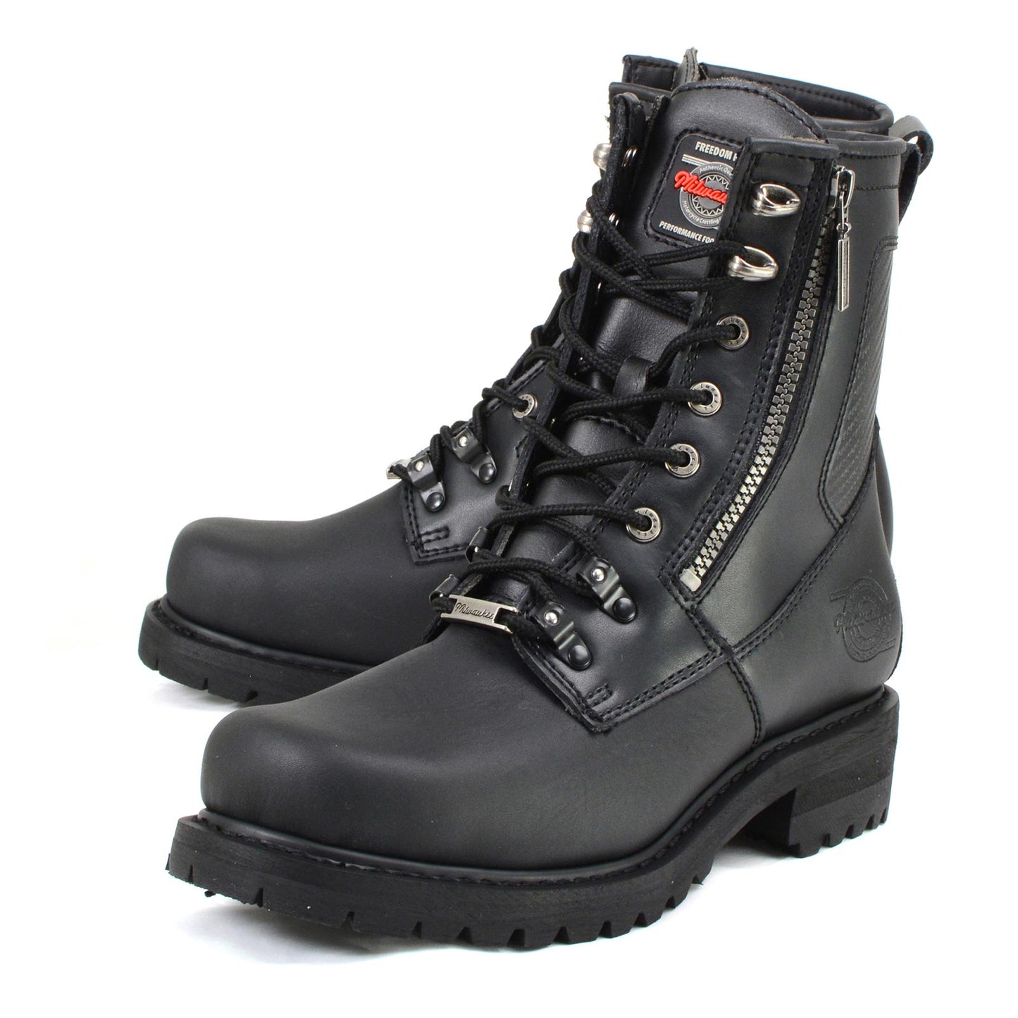 MMCC MB416 Men's Trooper Black Leather Biker Boots - Riding Footwear