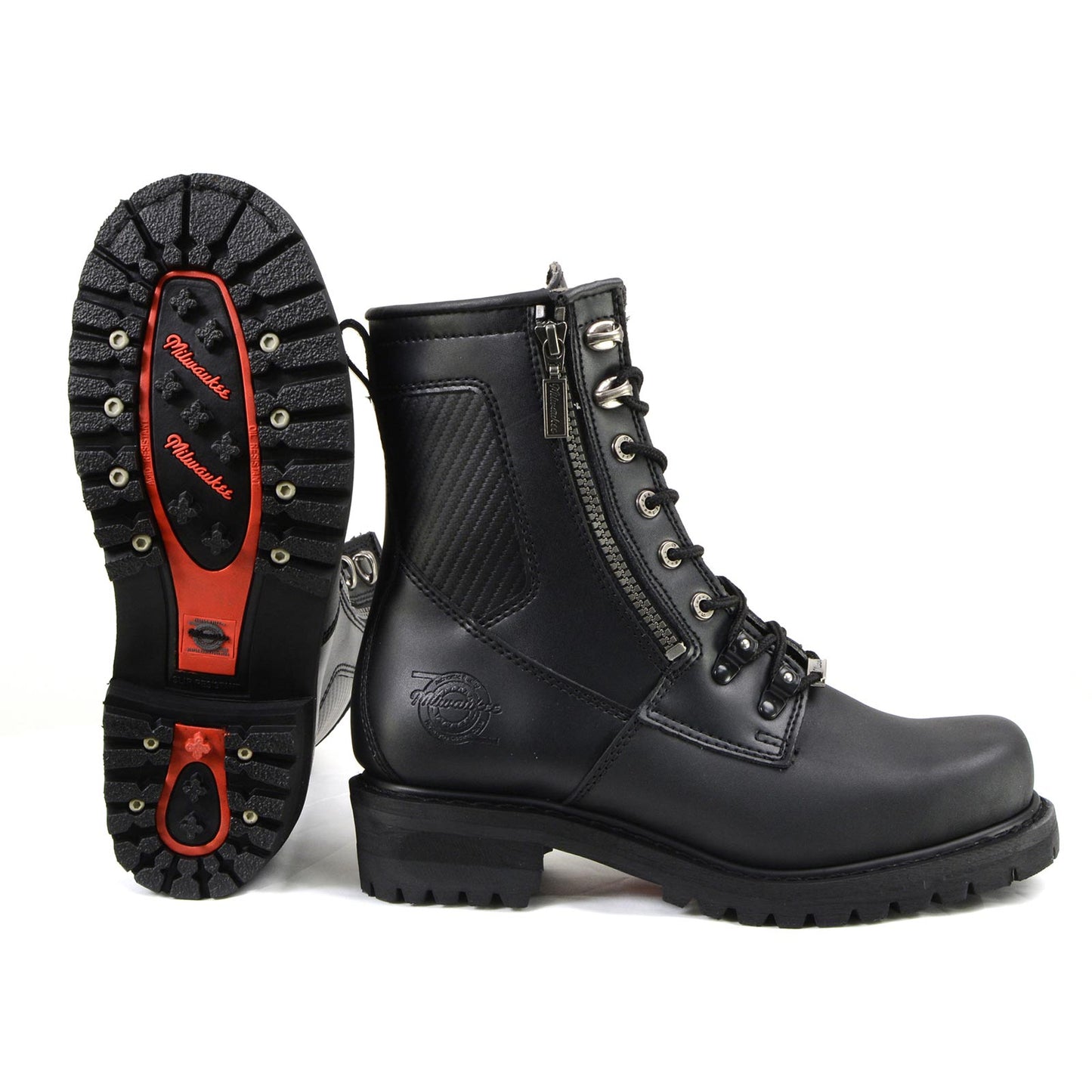 MMCC MB416 Men's Trooper Black Leather Biker Boots - Riding Footwear