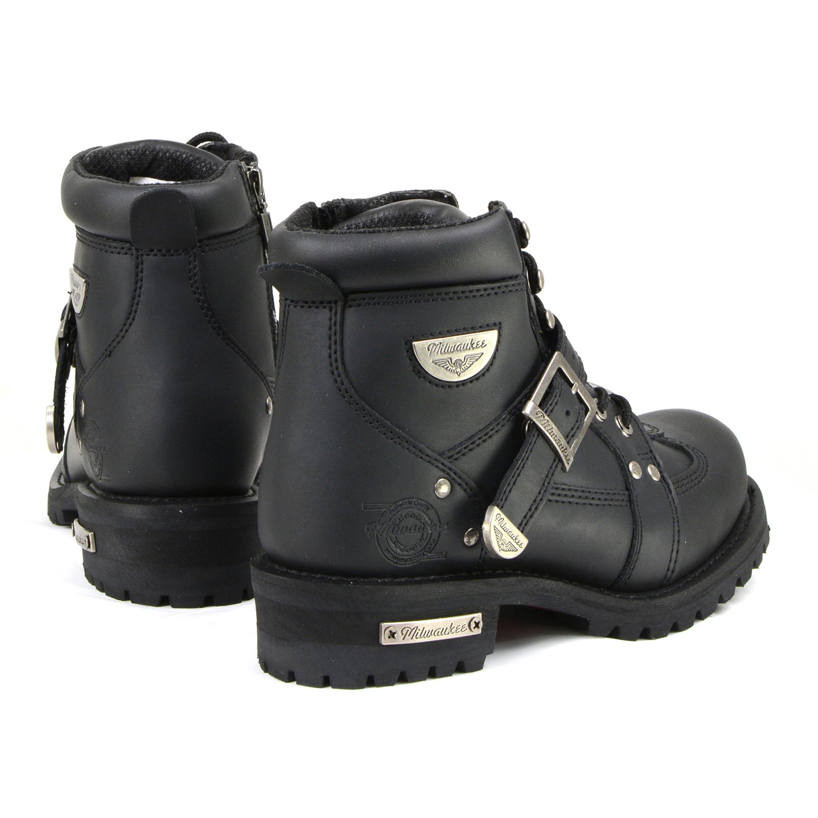 MMCC MB433 Men's Road Captain Black Leather Biker Boots - Riding