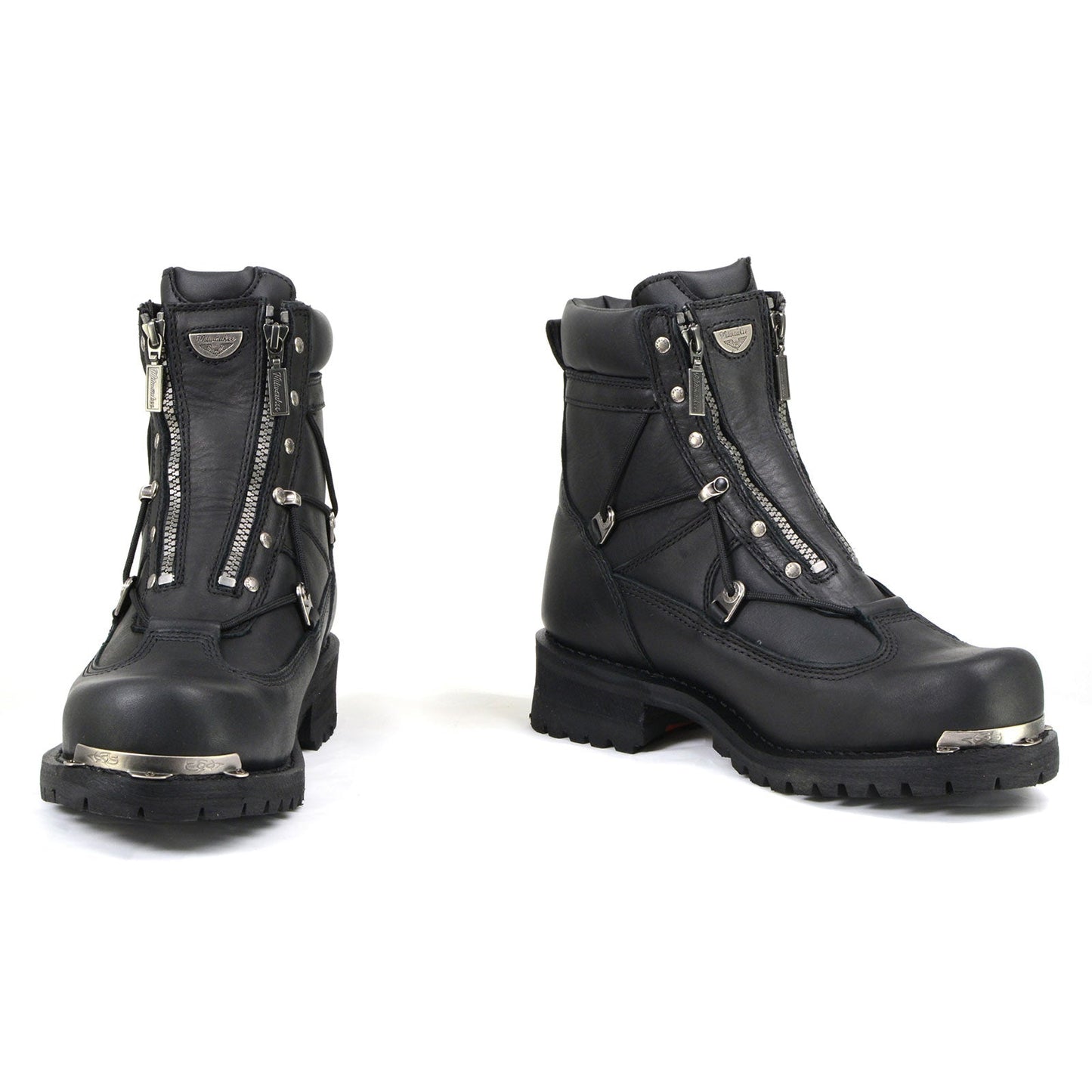MMCC MB440 Men's Throttle Black Leather Biker Boots - Riding Footwear