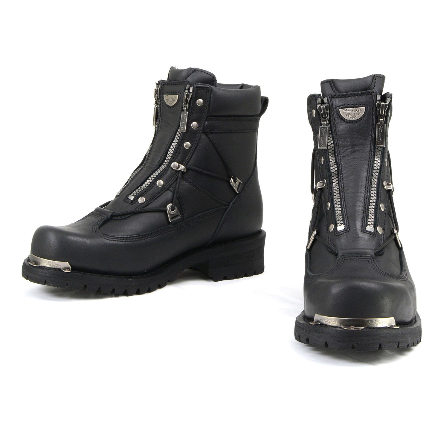 MMCC MB440 Men's Throttle Black Leather Biker Boots - Riding Footwear