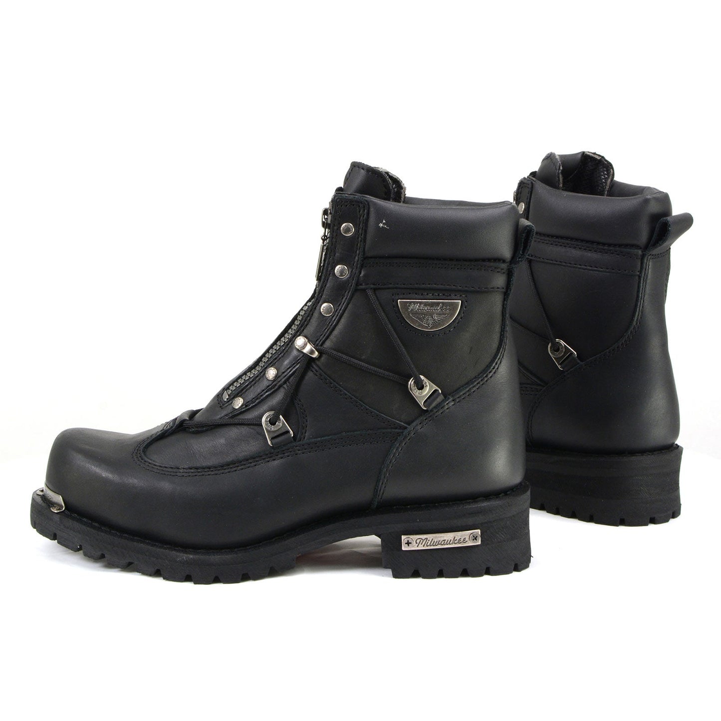 MMCC MB440 Men's Throttle Black Leather Biker Boots - Riding Footwear