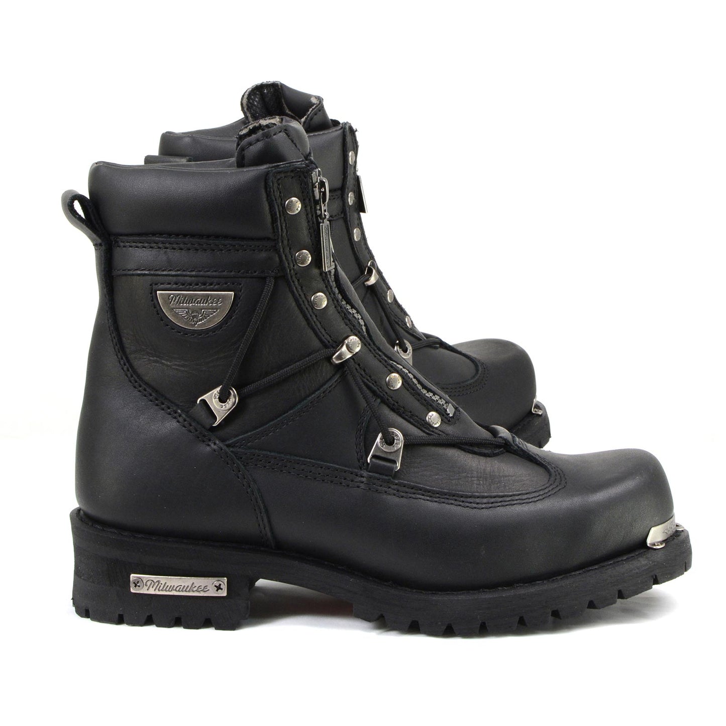 MMCC MB440 Men's Throttle Black Leather Biker Boots - Riding Footwear