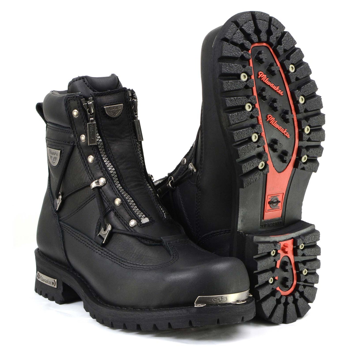 MMCC MB440 Men's Throttle Black Leather Biker Boots - Riding Footwear