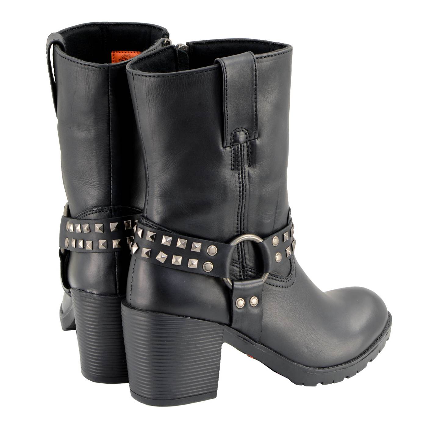 Milwaukee Leather Women's Stud Rebel Black Leather Harness Motorcycle Boots - MBL9314