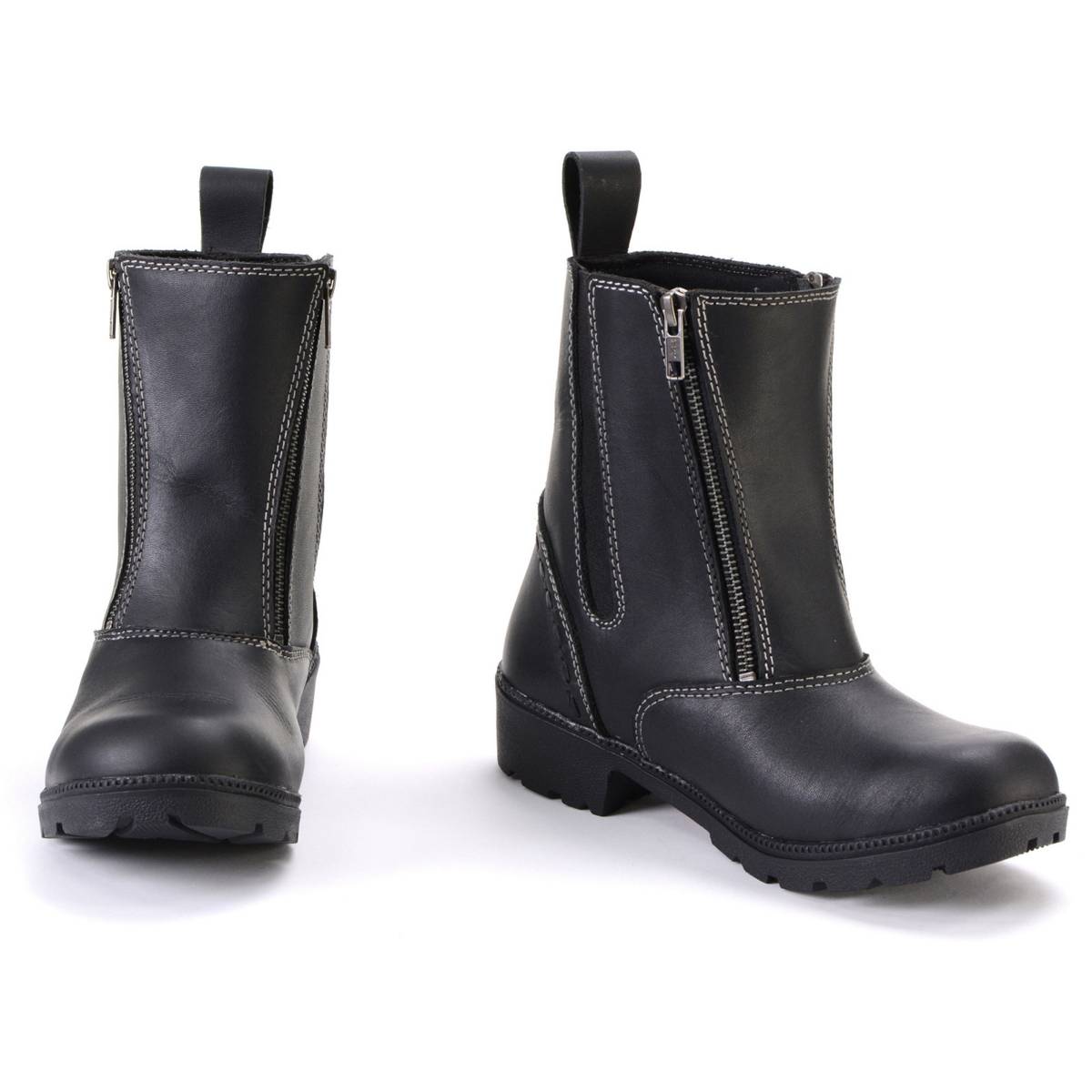 Milwaukee Leather MBL9327 Women's Black Leather Motorcycle Riding Boots with Dual Zipper Closure