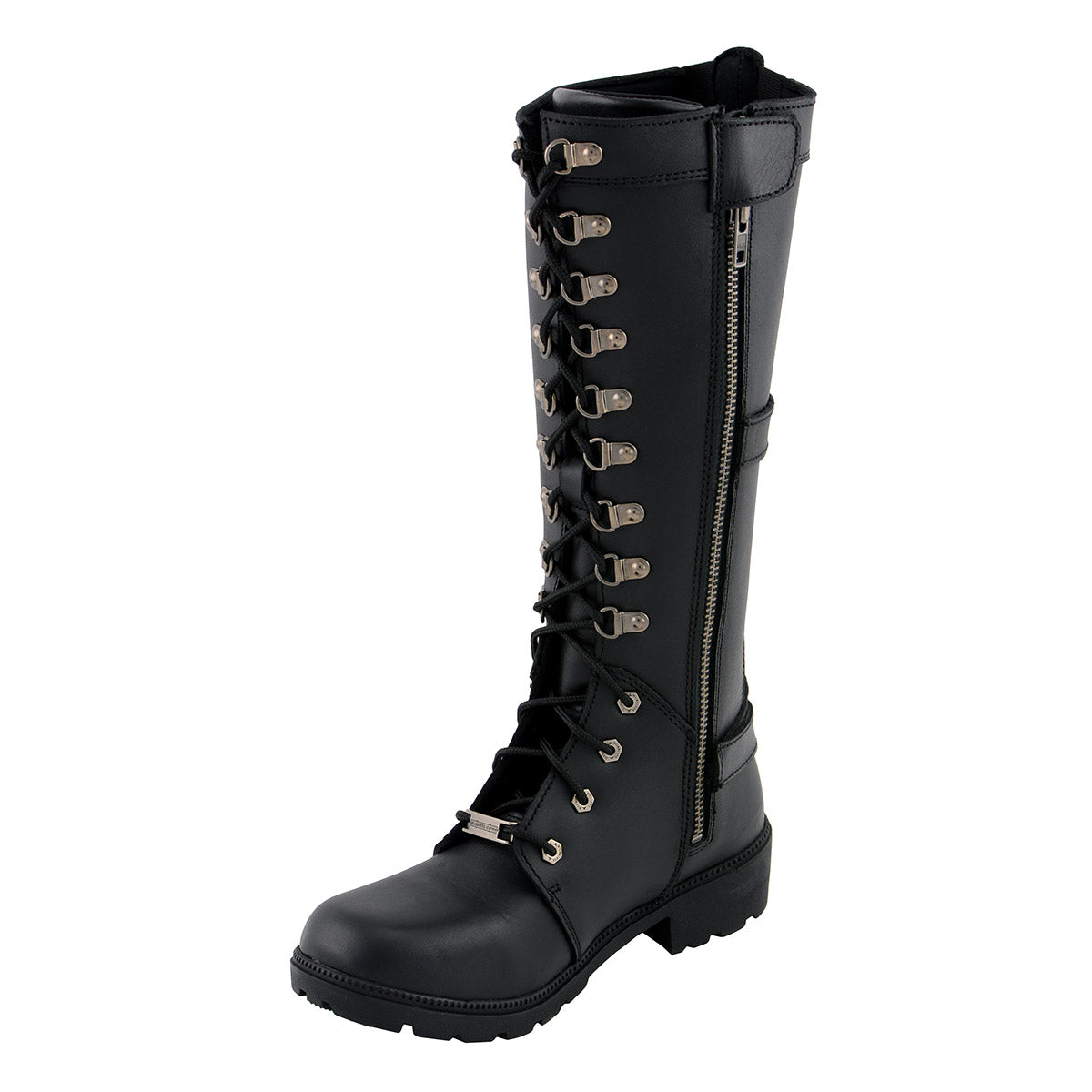 Milwaukee Leather MBL9380 Women's Black 'Jane' 15-inch Leather Combat Style Harness Motorcycle Boots